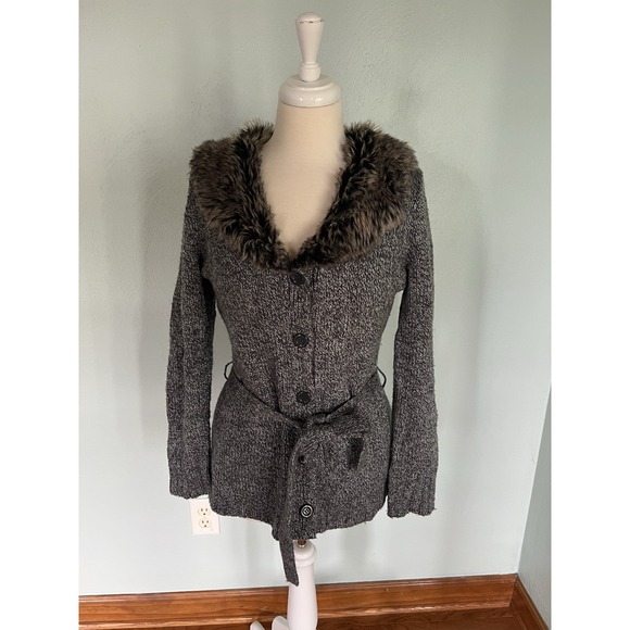 US Sweaters Faux Fur V-neck Wrap fairycore witchy dark academia steampunk layer - Picture 1 of 7